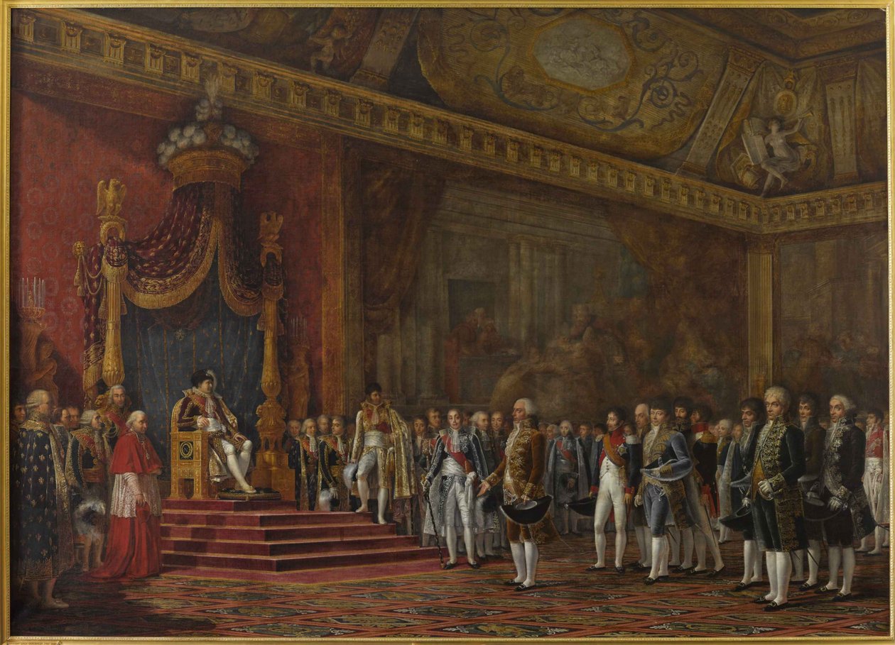Deputasjon fra det romerske senatet presenterer sin hyllest til Napoleon I 16. november 1809, 1810. av Innocent Louis Goubaud