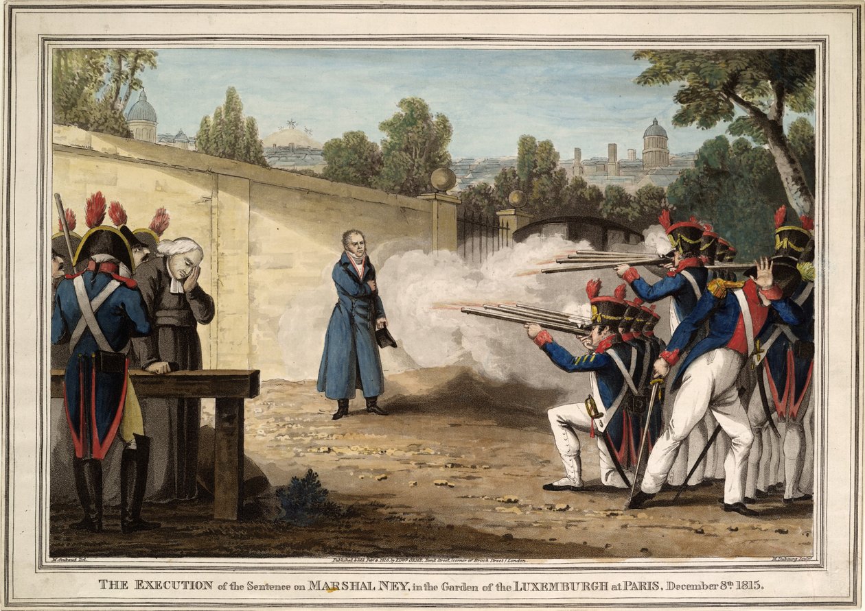 Henrettelsen av marskalk Michel Ney nær Luxembourghagen 7. desember 1815, 1816 av Innocent Louis Goubaud