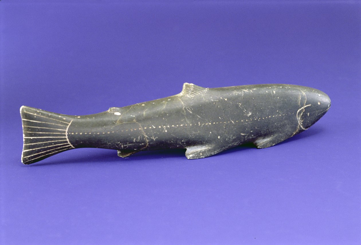 Laks, fra Cape Dorset (kleberstein) av Inuit School