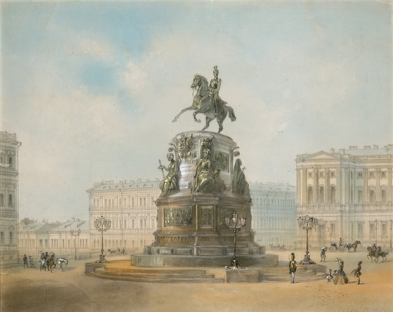 Ryttermonumentet til Nicholas I av Russland på St Isaac's Square i St. Petersburg av Iosif Iosifovich Charlemagne