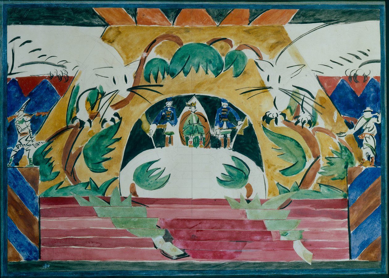 Scenedesign for teaterstykket Tsar Maksemyan av A. Remizov, 1909 av Iosiph Solomonovich Shkolnik