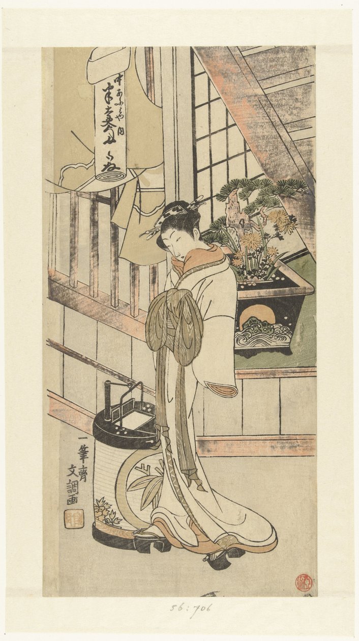 Kurtisane Handayu fra Naka-omi-huset av Ippitsusai Bunchō