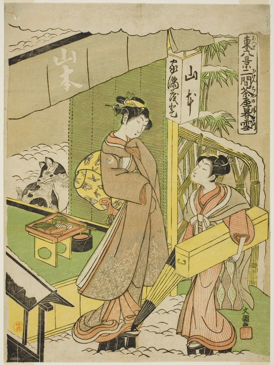 Nikenjaya no Bosetsu, fra Teseries "Azuma Hakkei" av Ippitsusai Bunchō