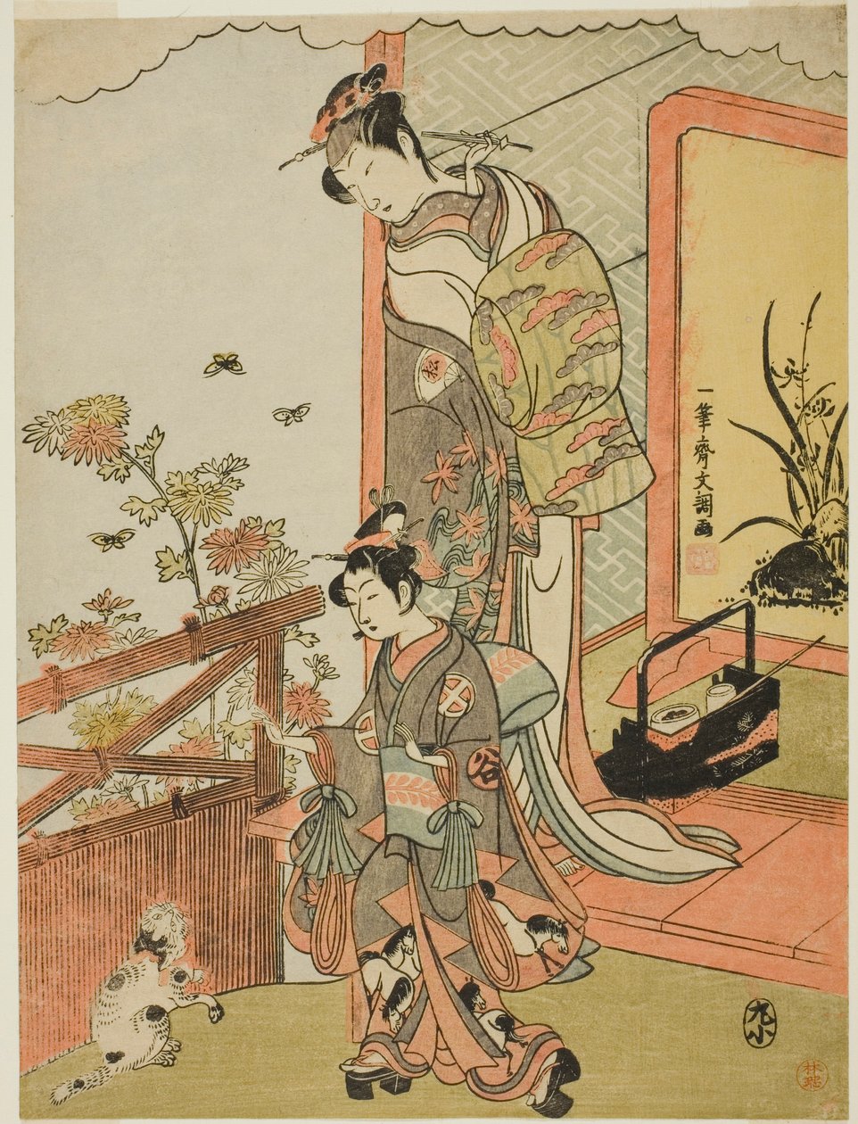 Tea c and r Dr. Matsusuke Onoe Som en tiger på stranden (?) av Ippitsusai Bunchō