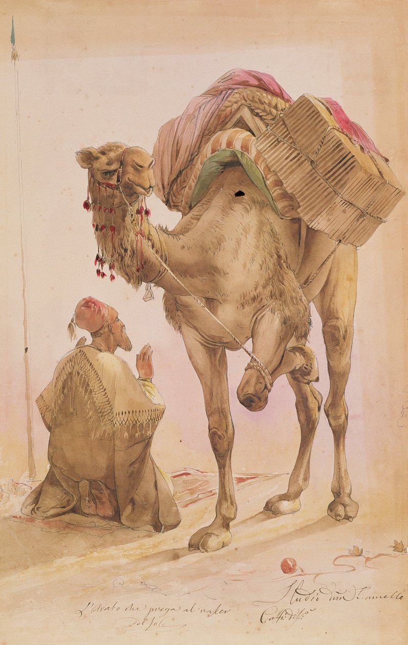 Ber araber med en sikret kamel av Ippolito Caffi