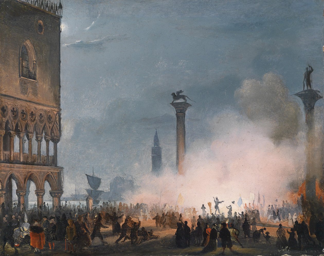 Venezia, The Piazzetta om natten av Ippolito Caffi