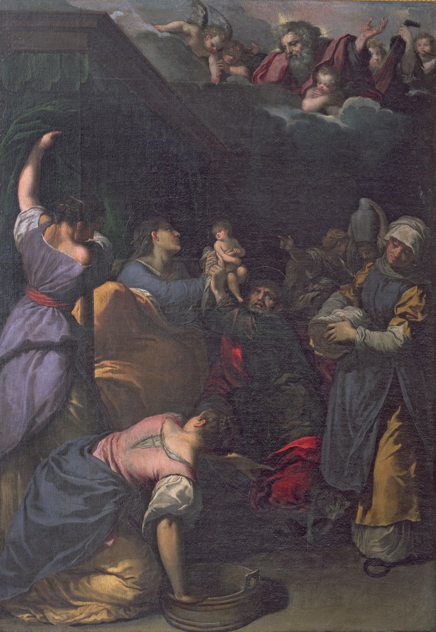 Jomfruens fødsel, 1610-15 av Ippolito Scarsella