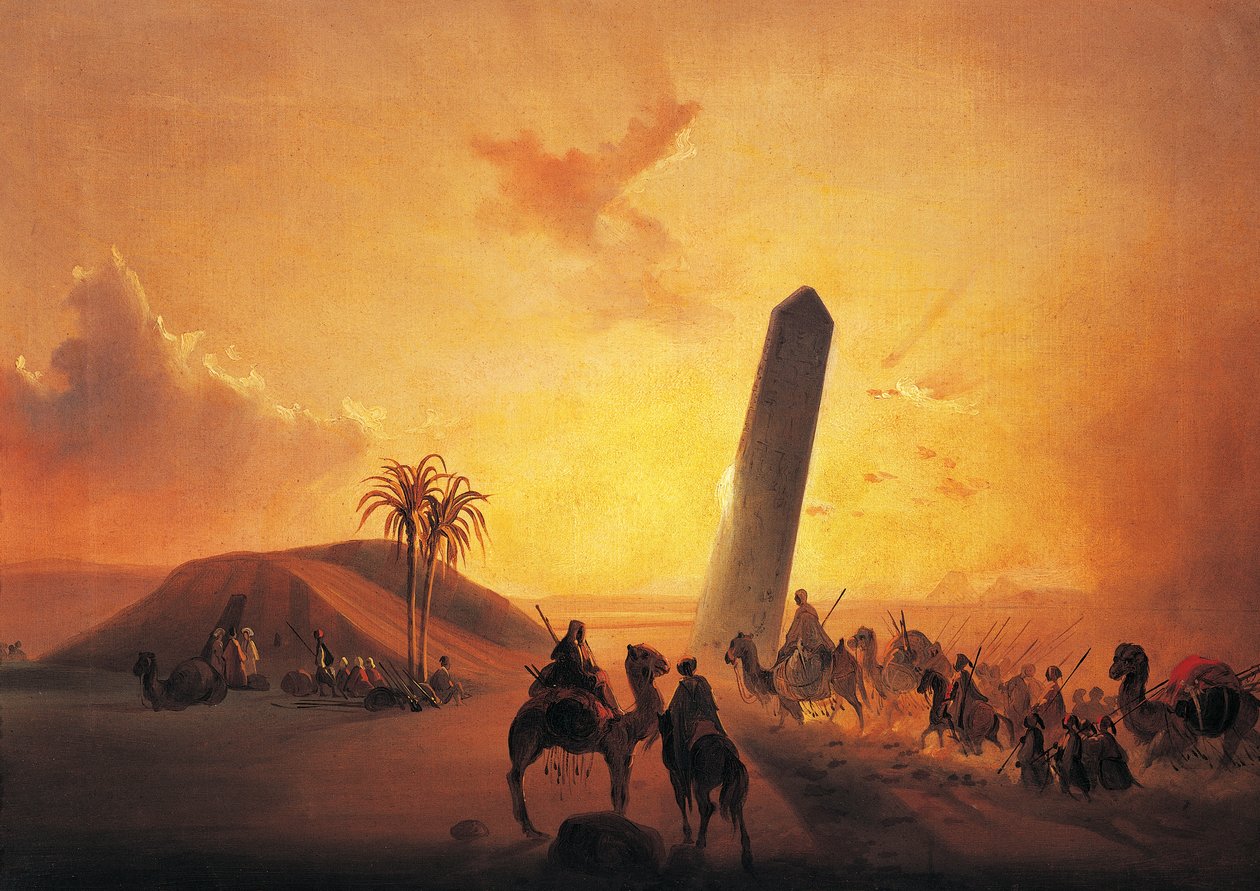 Karavane i ørken, maleri av Ippolito Caffi (1809-1866), Olje på lerret, 31x44 cm av Ippolito Caffi