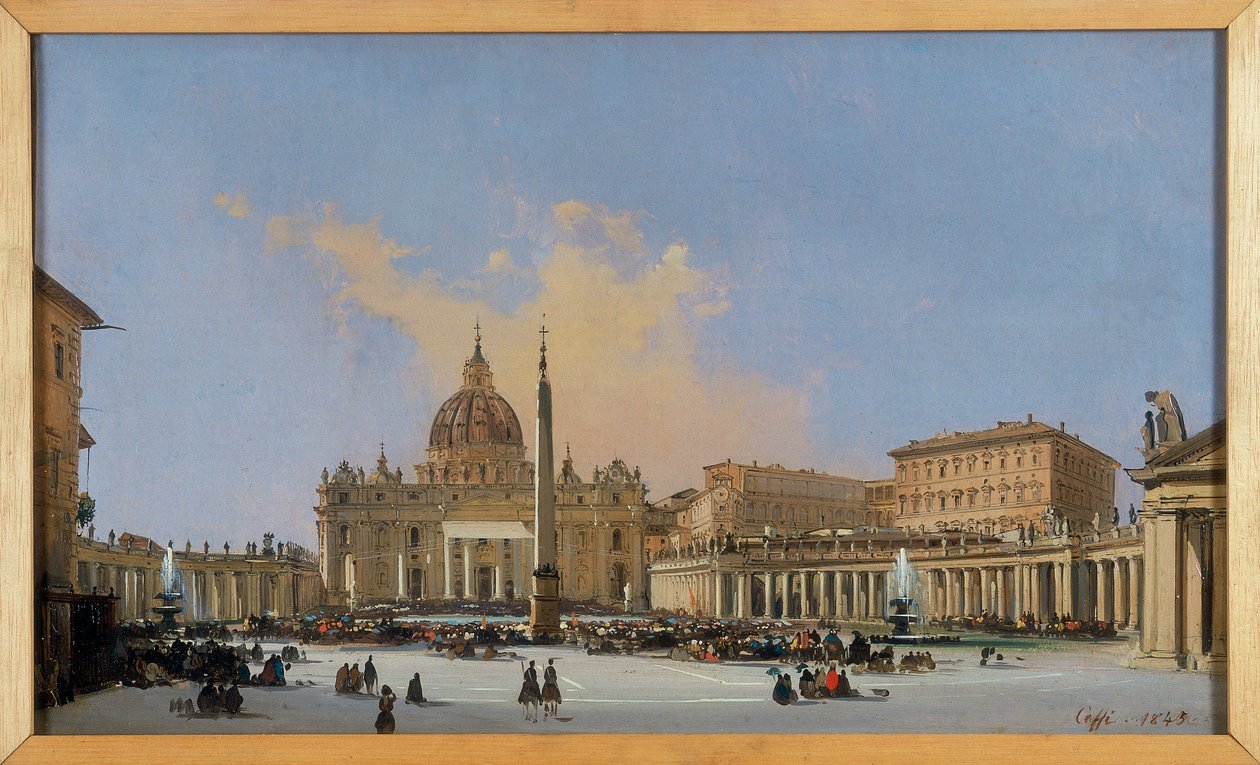 Pavelig velsignelse på Piazza San Pietro av Ippolito Caffi