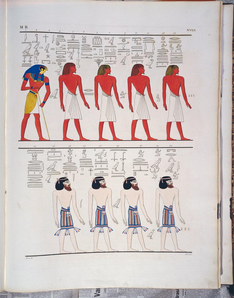 'De forskjellige menneskeartene kjent for egypterne', avbildet i graven til Menphtah I, illustrasjon fra 'Monuments of Egypt and Nubia', av Ippolito Rosellini av Ippolito Rosellini