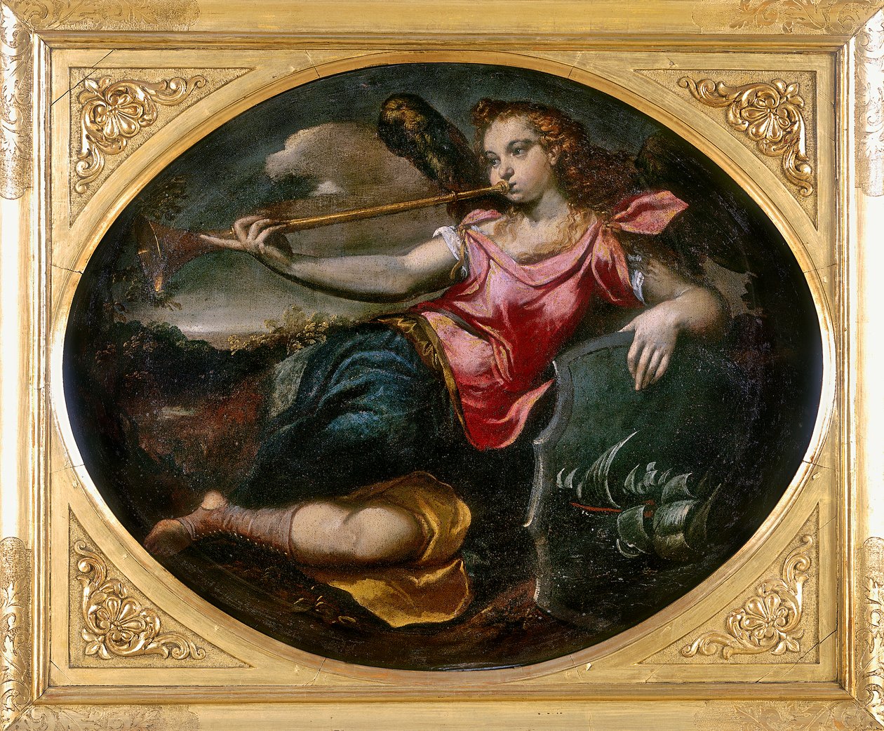 Fame, verk av Ippolito Scarsella, også kjent som lo Scarsellino, bevart på Galleria Estense i Modena av Ippolito Scarsella