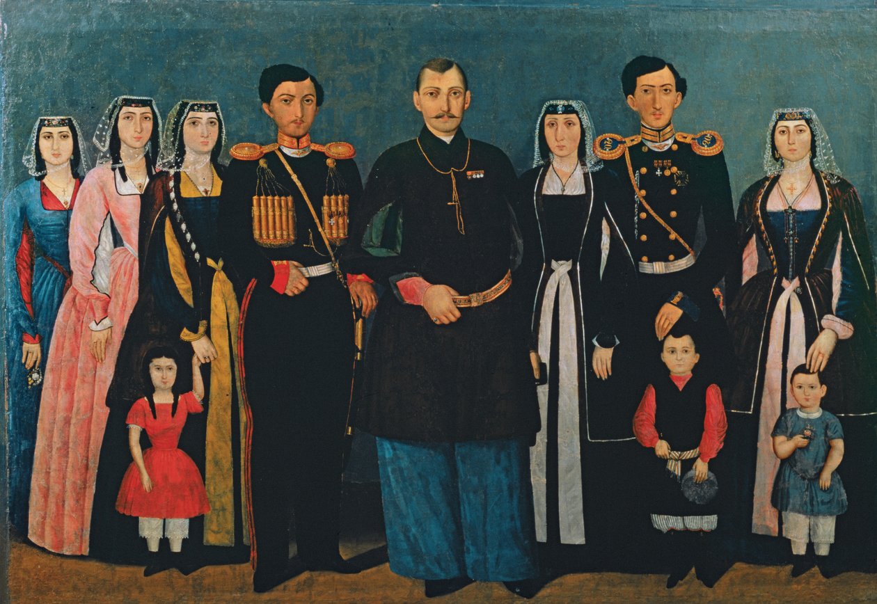 N.E. Mukhran-Batoni med familie, 1862 av Iranian School
