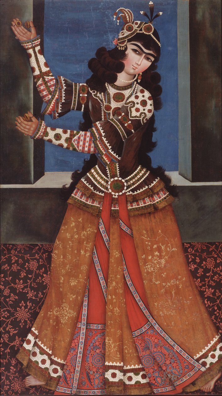 Dansende jente med kastanjetter, tidlig på 1800-tallet. av Iranian Master