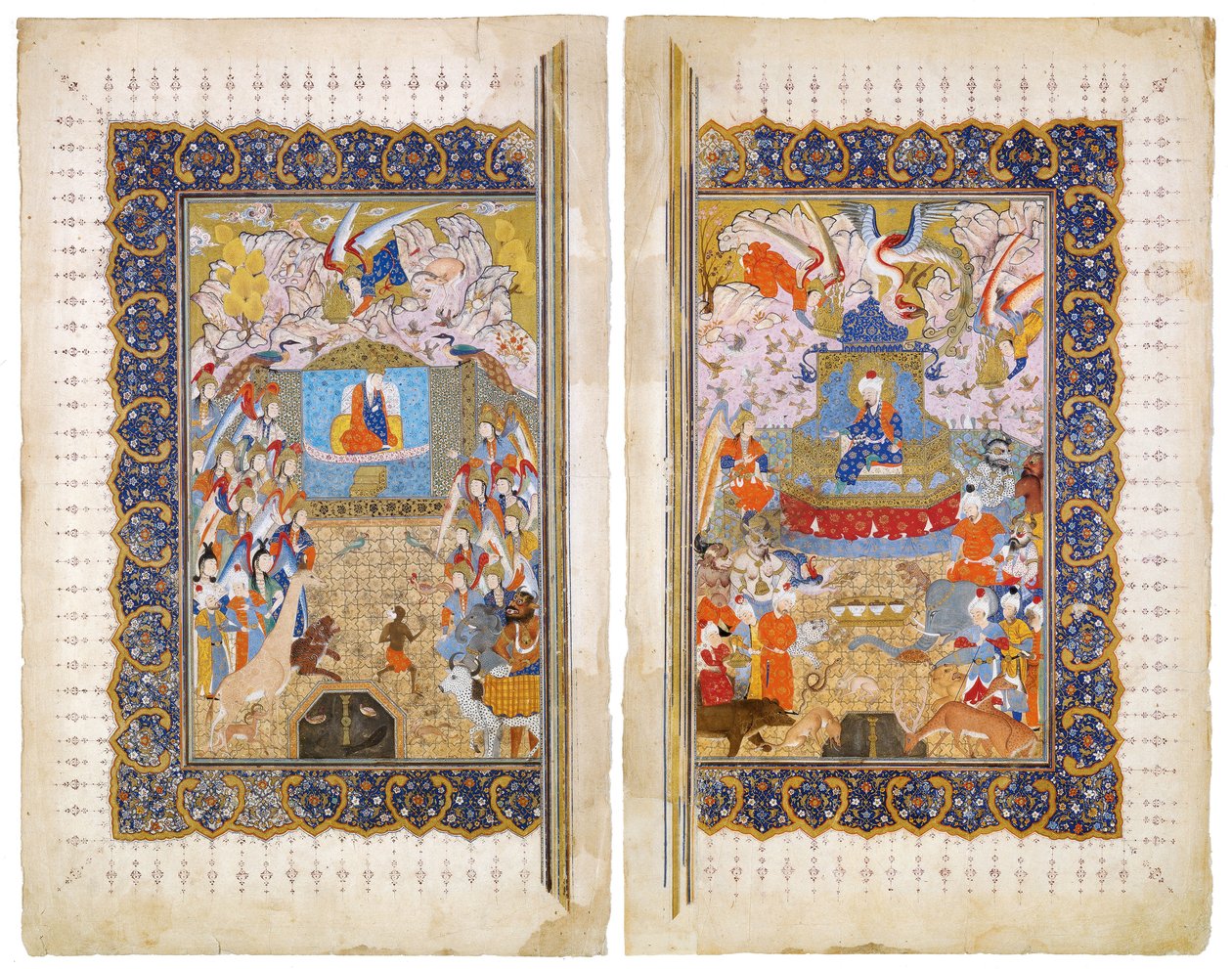 Dronningen av Saba og kong Salomo Manuskriptbelysning fra det episke Shahname av Ferdowsi av Iranian Master