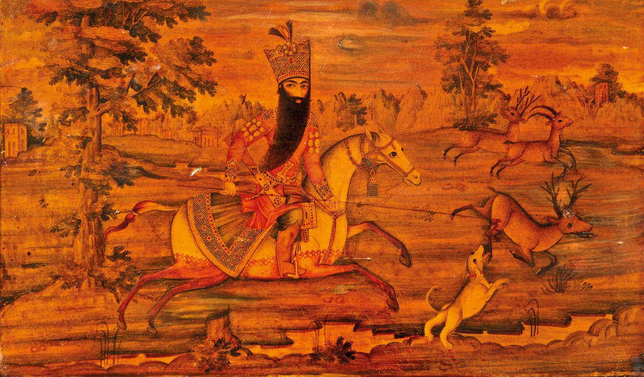 Detalj av en Qajar-kiste av Iranian School