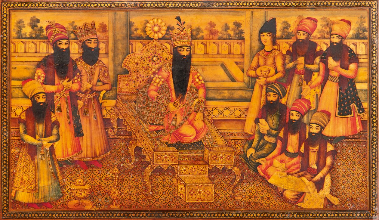 Detalj av en Qajar-kiste av Iranian School