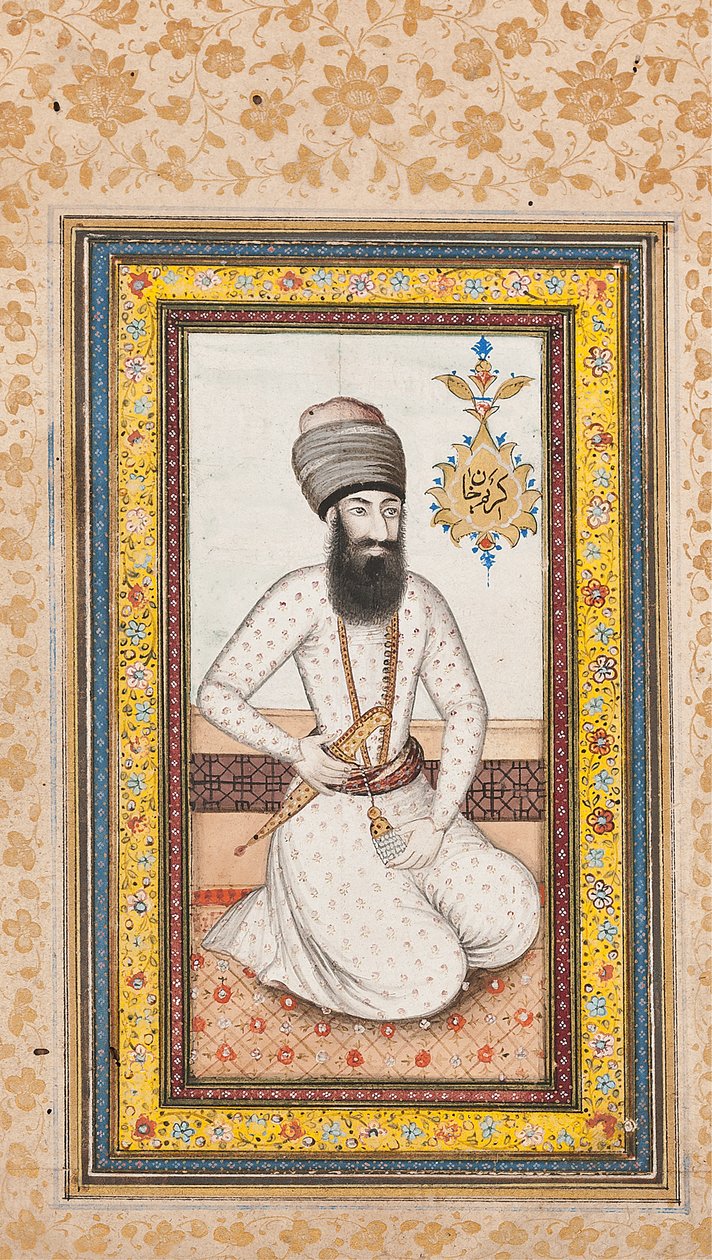 Portrett av Karim Khan Zand, en av et par med Nadir Shah, Qajar Iran av Iranian School