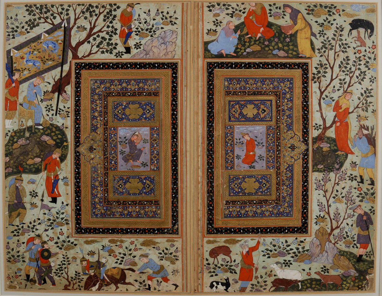 Dobbeltside. Iran, Isfahan, tidlig på 1600-tallet.. av Iranian master.