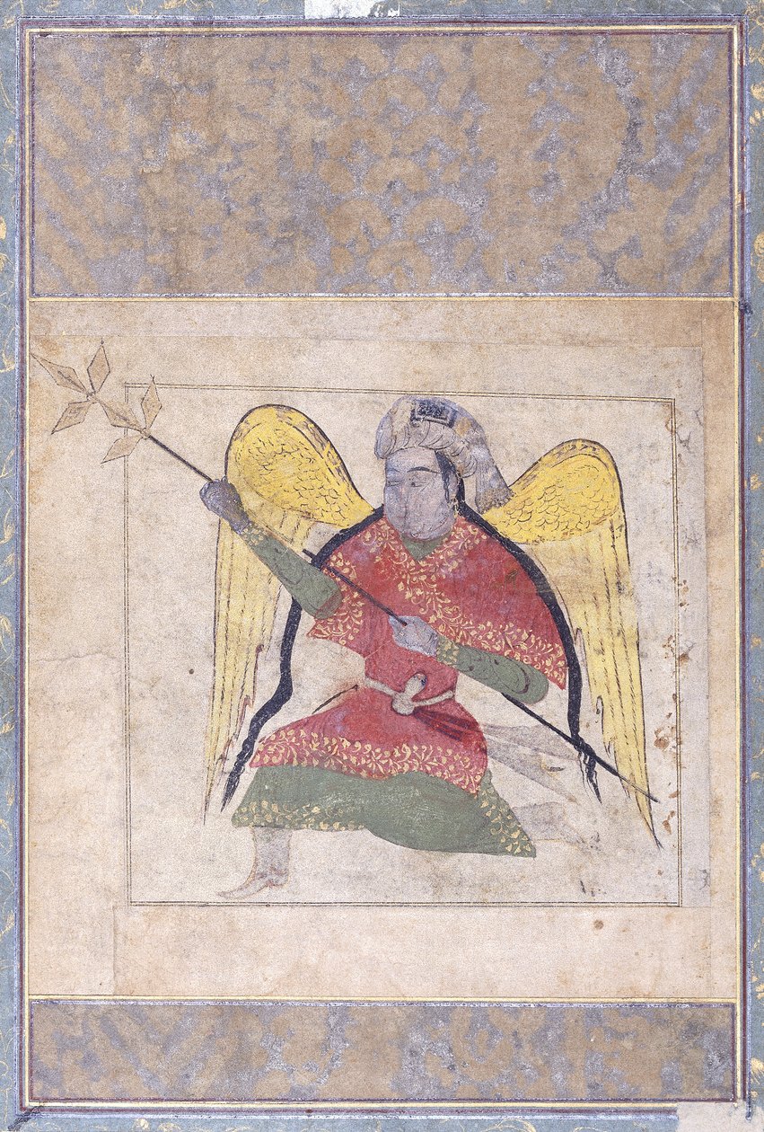 En engel som bærer en turban, bærer en stav, ca. 1370-80 av Iraqi School