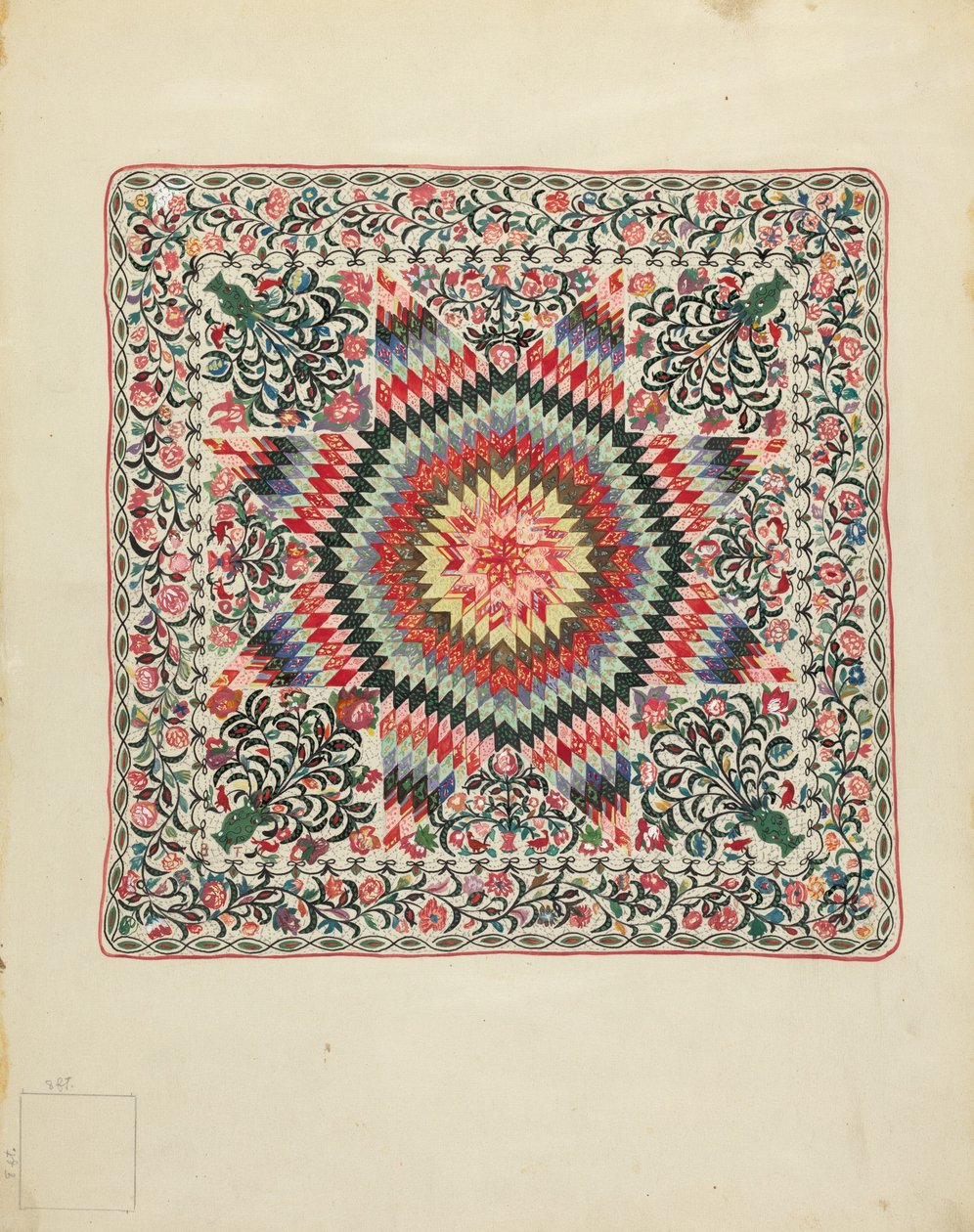 Patchwork og applikasjonsdyne av Irene Schaefer