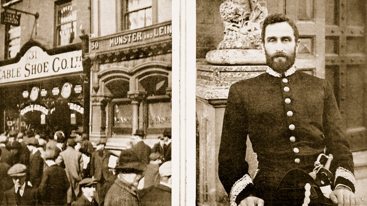 Plyndret av en Dublin Mob: A Boot-shop in Sackville Street, and Instigator of Irish Rebellion with German Aid: Sir Roger Casement, fra The Illustrated War News, 1916 av Irish Photographer