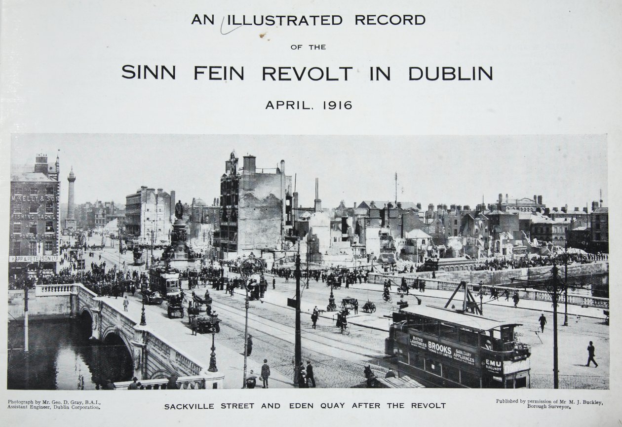 Sackville Street og Eden Quay etter opprøret, fra An Illustrated Record of the Sinn Fein Revolt in Dublin, april 1916 av Irish Photographer