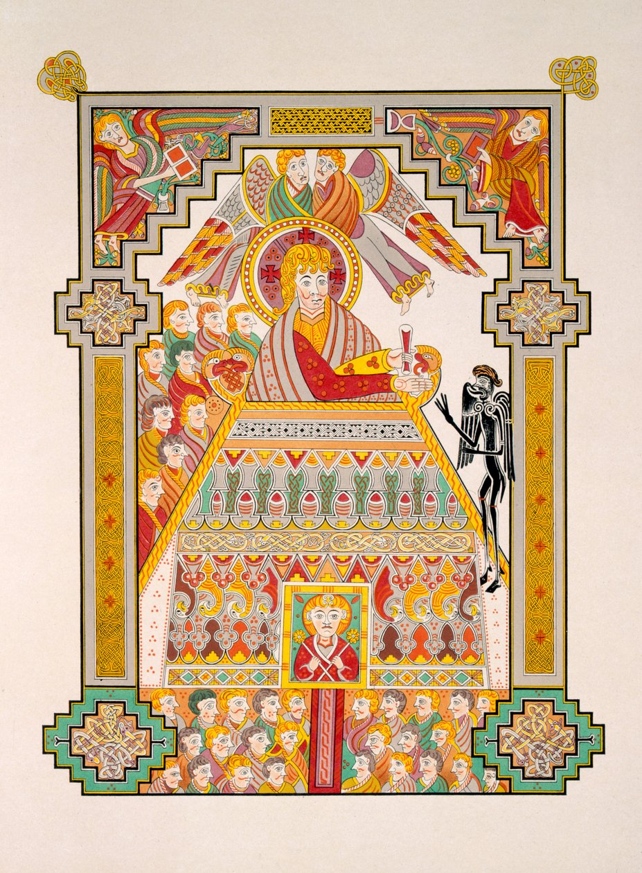Temptation of Christ, fra en faksimilekopi av Book of Kells, utgitt av Day und Son av Irish Photographer