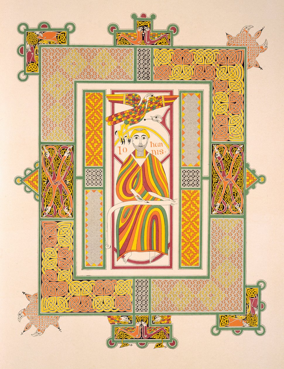 Saint John the Evangelist, fra en faksimilekopi av Evangeliene til Mac Regol, utgitt av Day & Son av Irish School