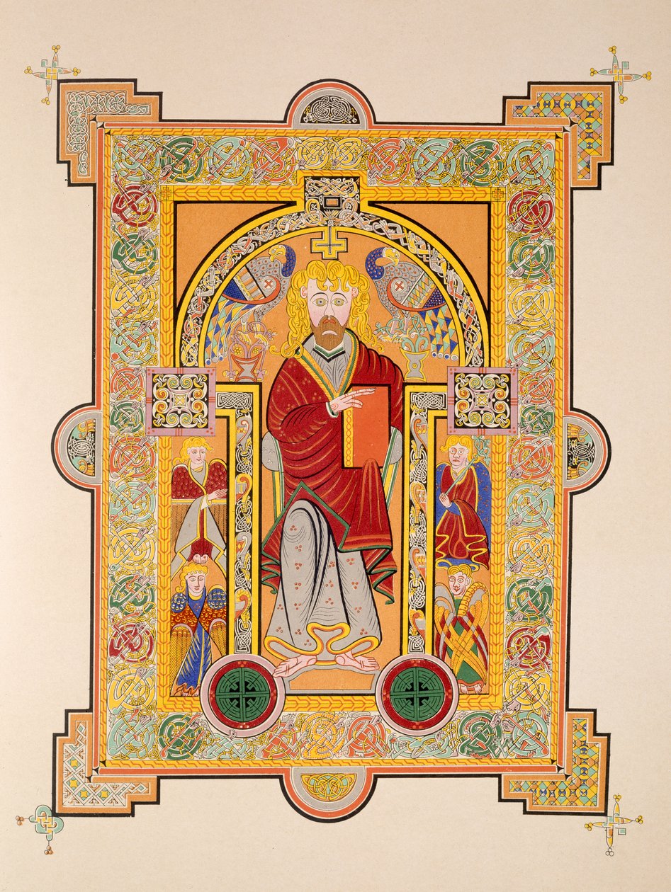Saint Matthew, fra en faksimilekopi av Book of Kells, pub. av Day & Son av Irish School