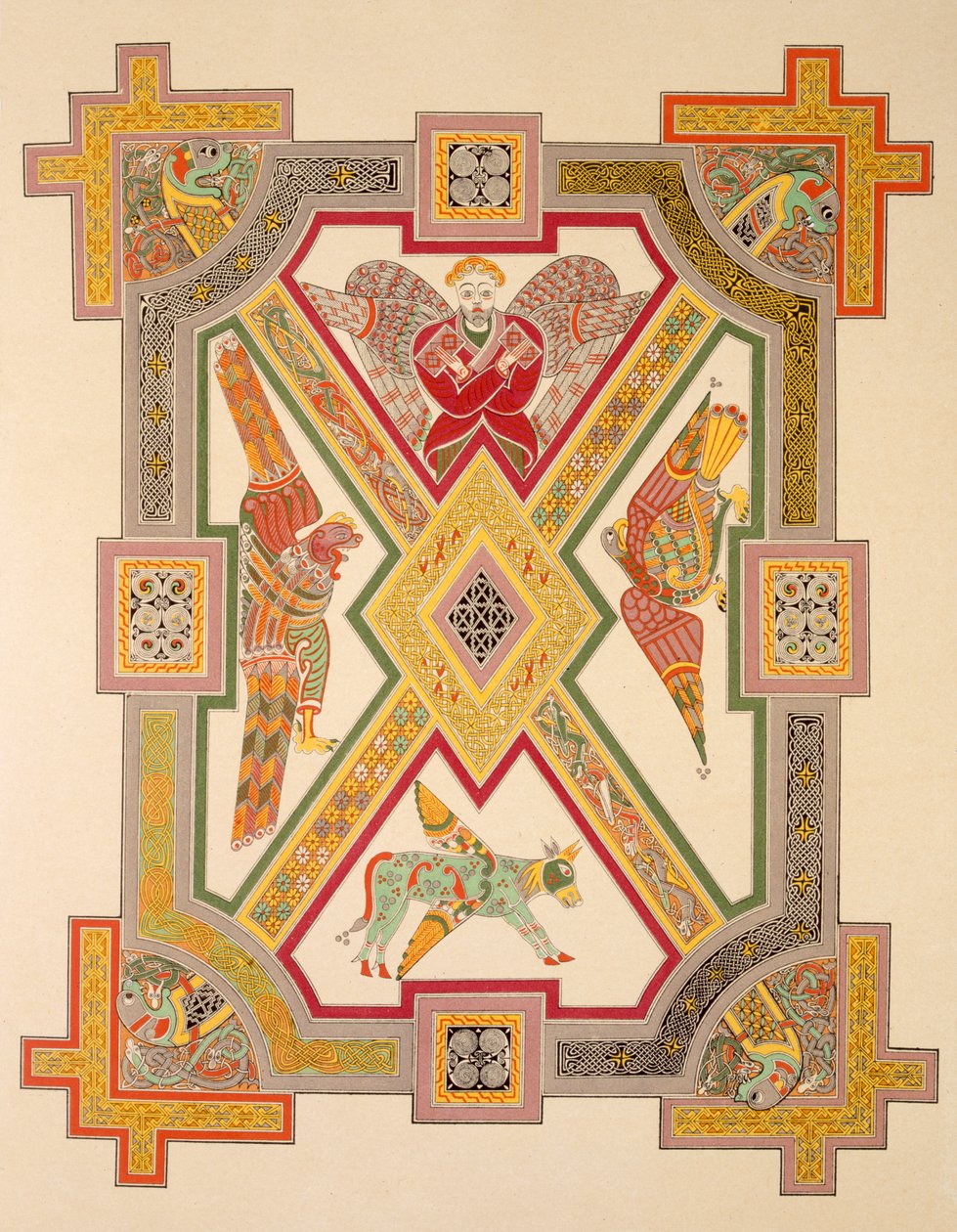 The Four Evangelists, fra en faksimilekopi av Book of Kells, pub. av Day & Son av Irish School