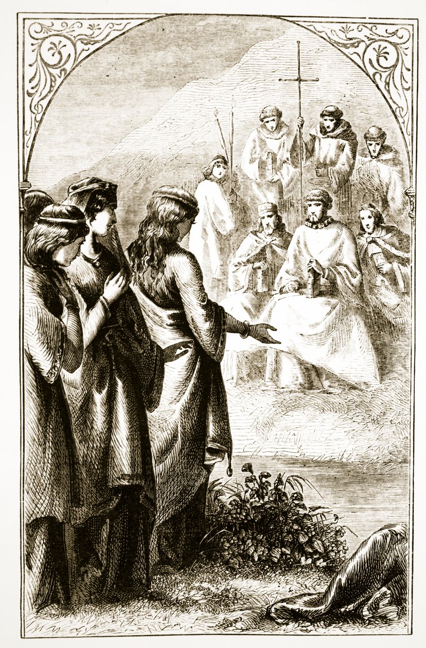 The Vision of the Synod of Clerics, fra The Trias Thaumaturga, eller Three Wonder-Working Saints of Ireland, av Mary Cusack (1829-99) utgitt ca. 1890-tallet av Irish School