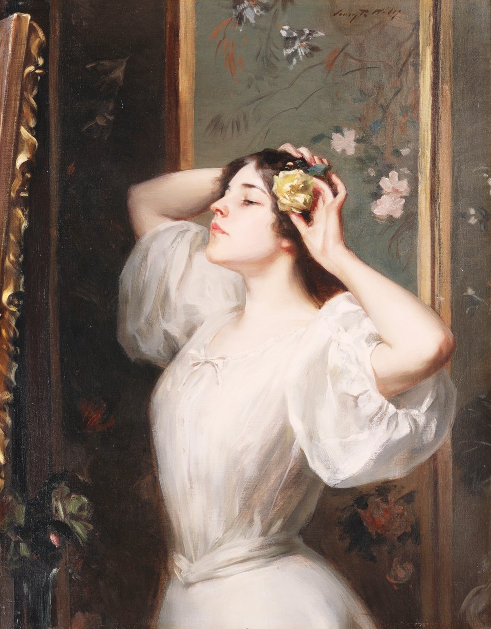 The Yellow Rose, ca. 1900 (olje på lerret) av Irving Ramsay Wiles