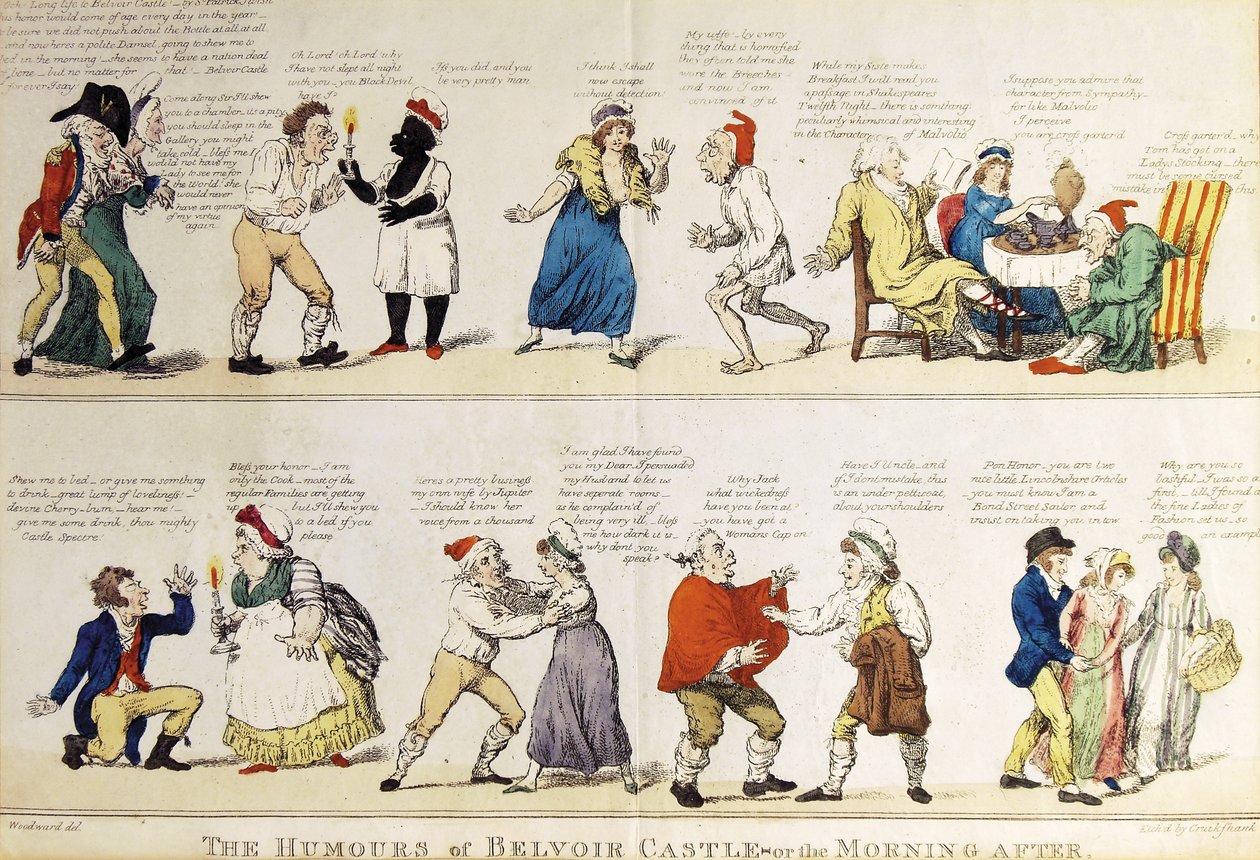 Karikatur som skildrer den femte hertugen av Rutlands utsvevende voksenfest, 1799 av Isaac Cruikshank