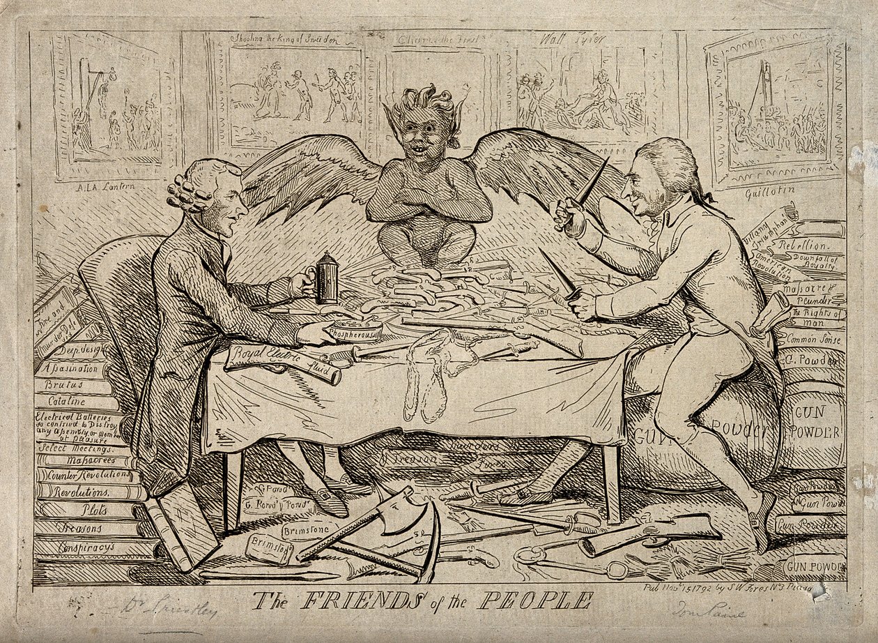 The republican solidarity of Joseph Priestley and Thomas Paine. 1792  av Isaac Cruikshank
