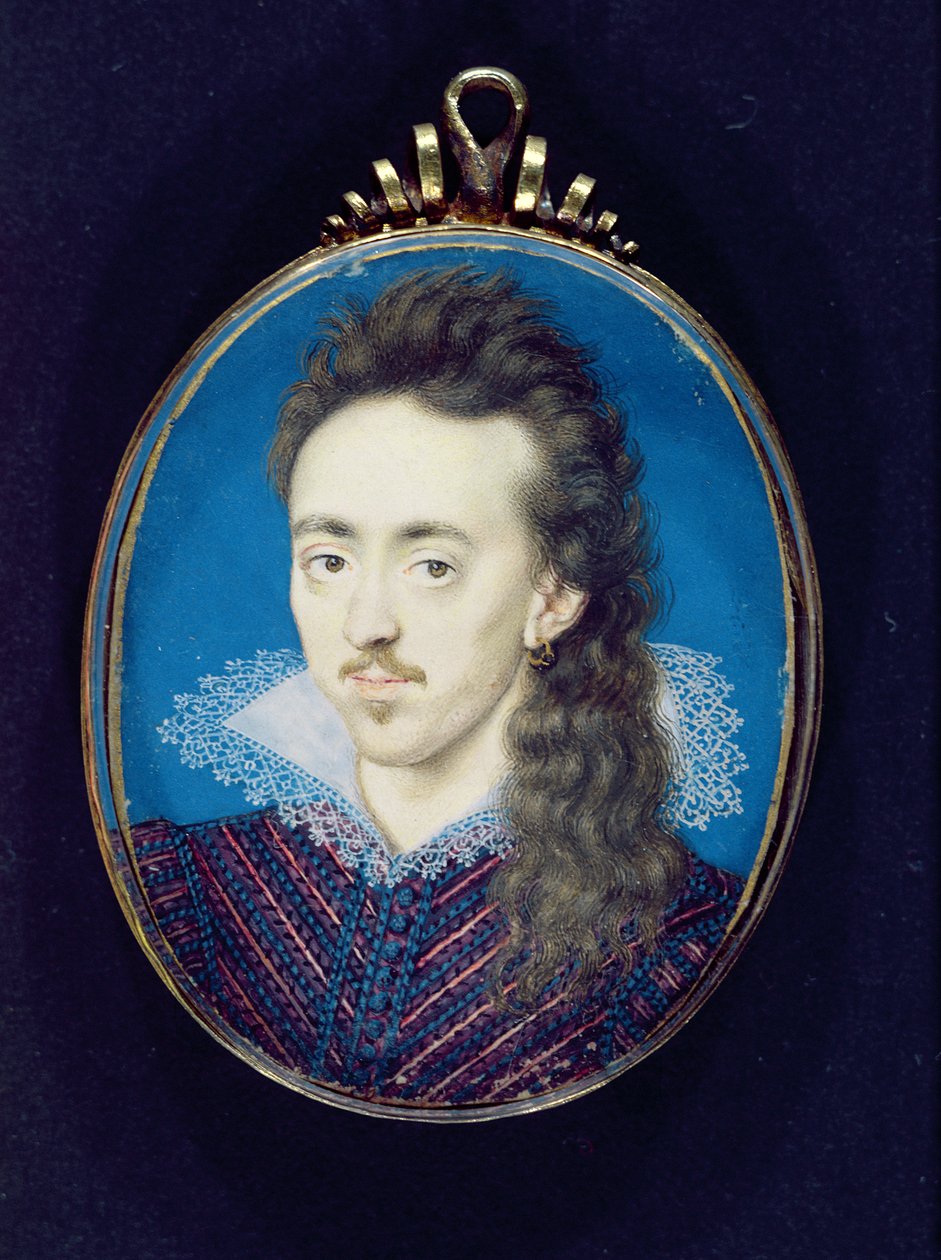 Dudley North (1581-1617) 3rd Baron North, 1608-10 (kroppsfarge på vellum lagt på kortet) av Isaac Oliver