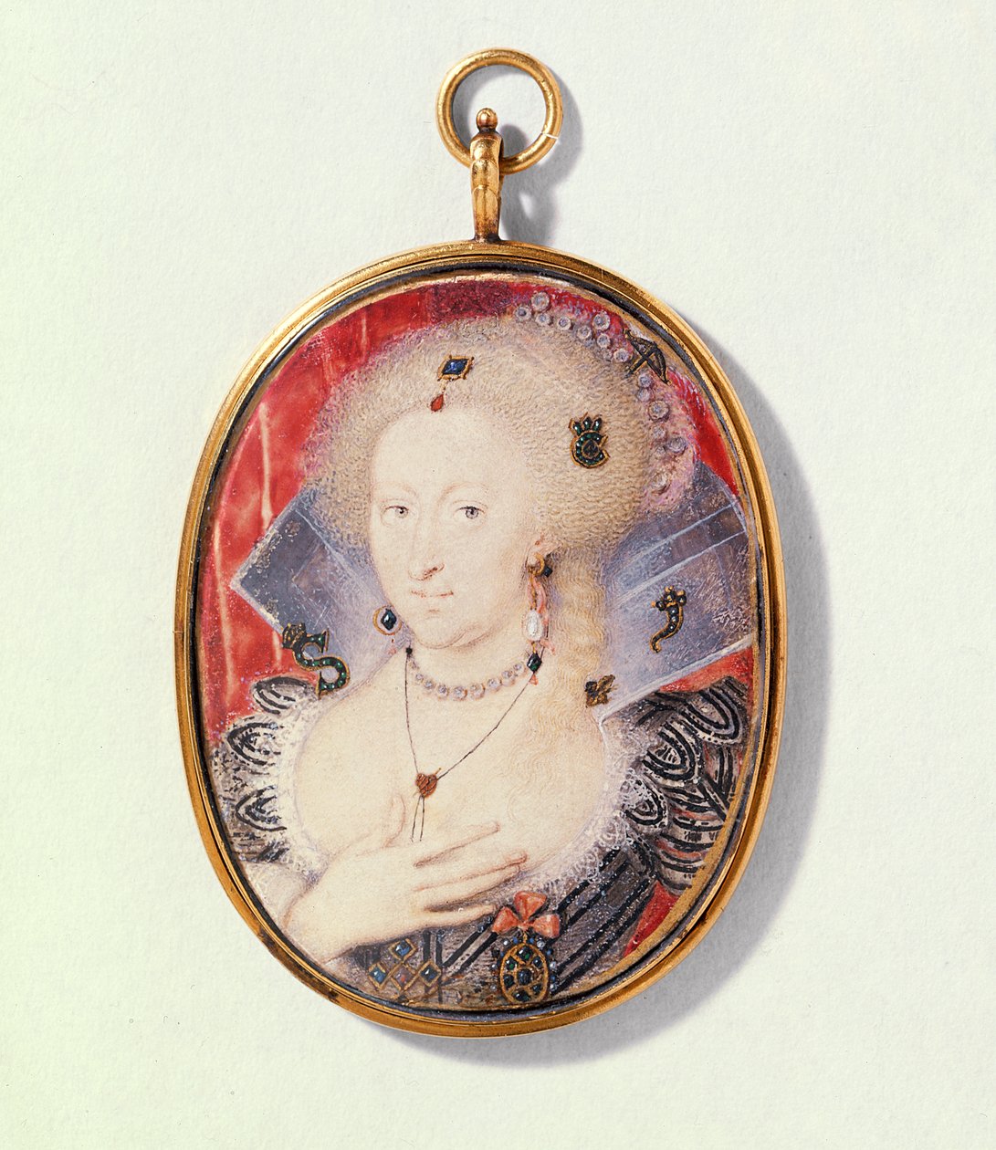 Portrett av Anne av Danmark, ca. 1612 (wc på vellum) av Isaac Oliver