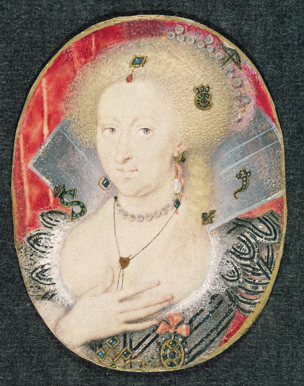 Dronning Anne av Danmark, miniatyr av Isaac Oliver