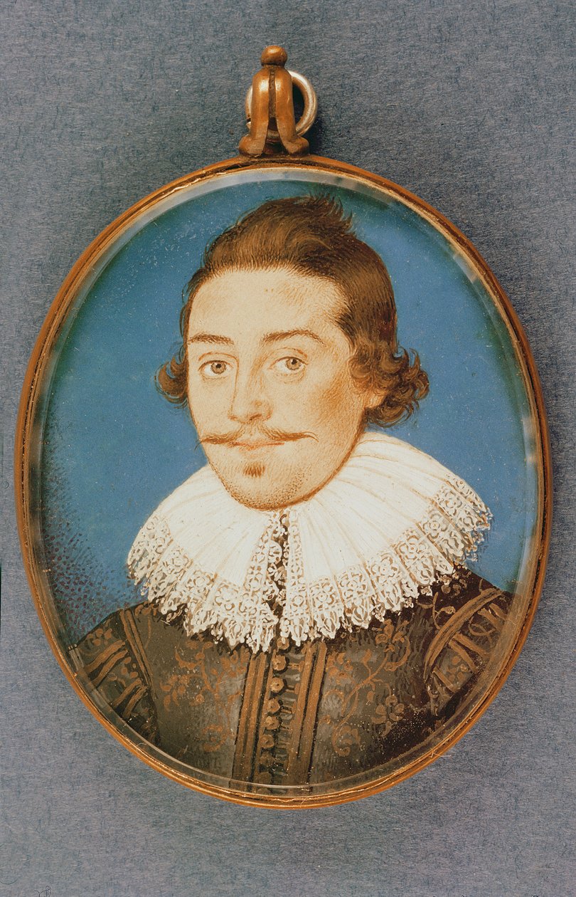 Ukjent medlem av Dorset-familien, miniatyr, ca. 1615 av Isaac Oliver