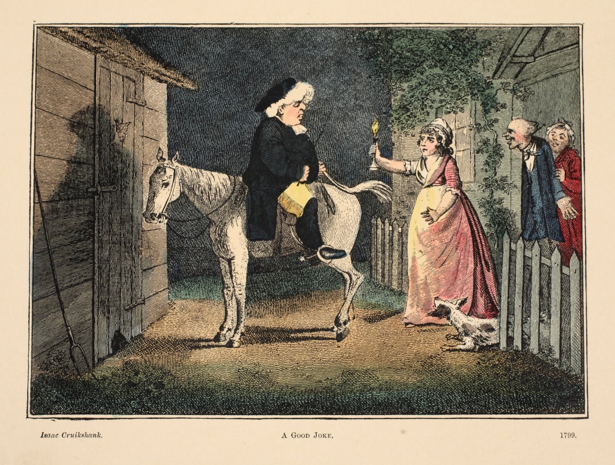 A Good Joke, 1890 (håndfarget gravering) av Isaac Robert Cruikshank