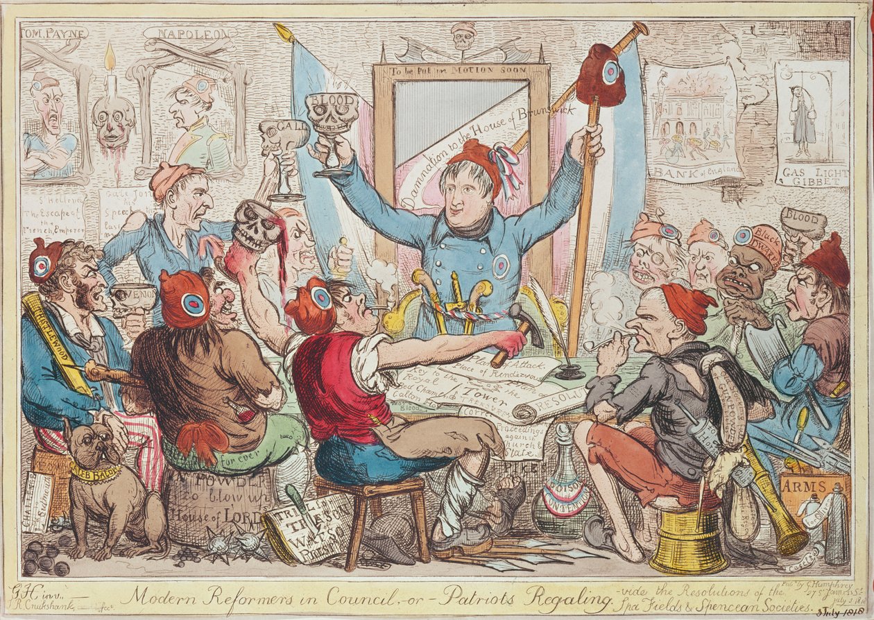Moderne reformatorer i Council - eller - Patriots Regaling, 1818 (fargetsning) av Isaac Robert Cruikshank
