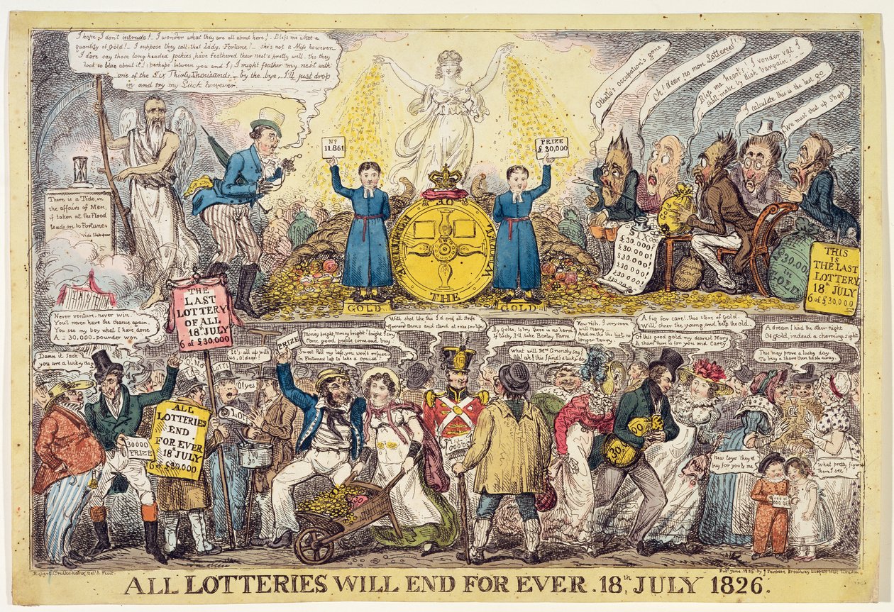 Slutten på lotteriet, 1826 av Isaac Robert Cruikshank