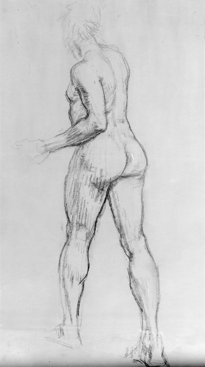 Studie av en naken kvinne, 1915 (kull på papir) av Isaac Rosenberg
