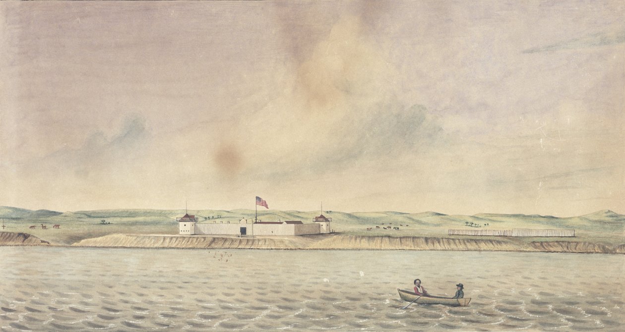 Fort Union, Missouri, 1843 (wc, blekk og grafitt på papir) av Isaac Sprague