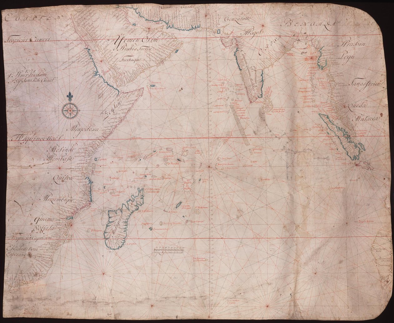 Kart over Øst -Afrika og Asia av Isaac de Graaff