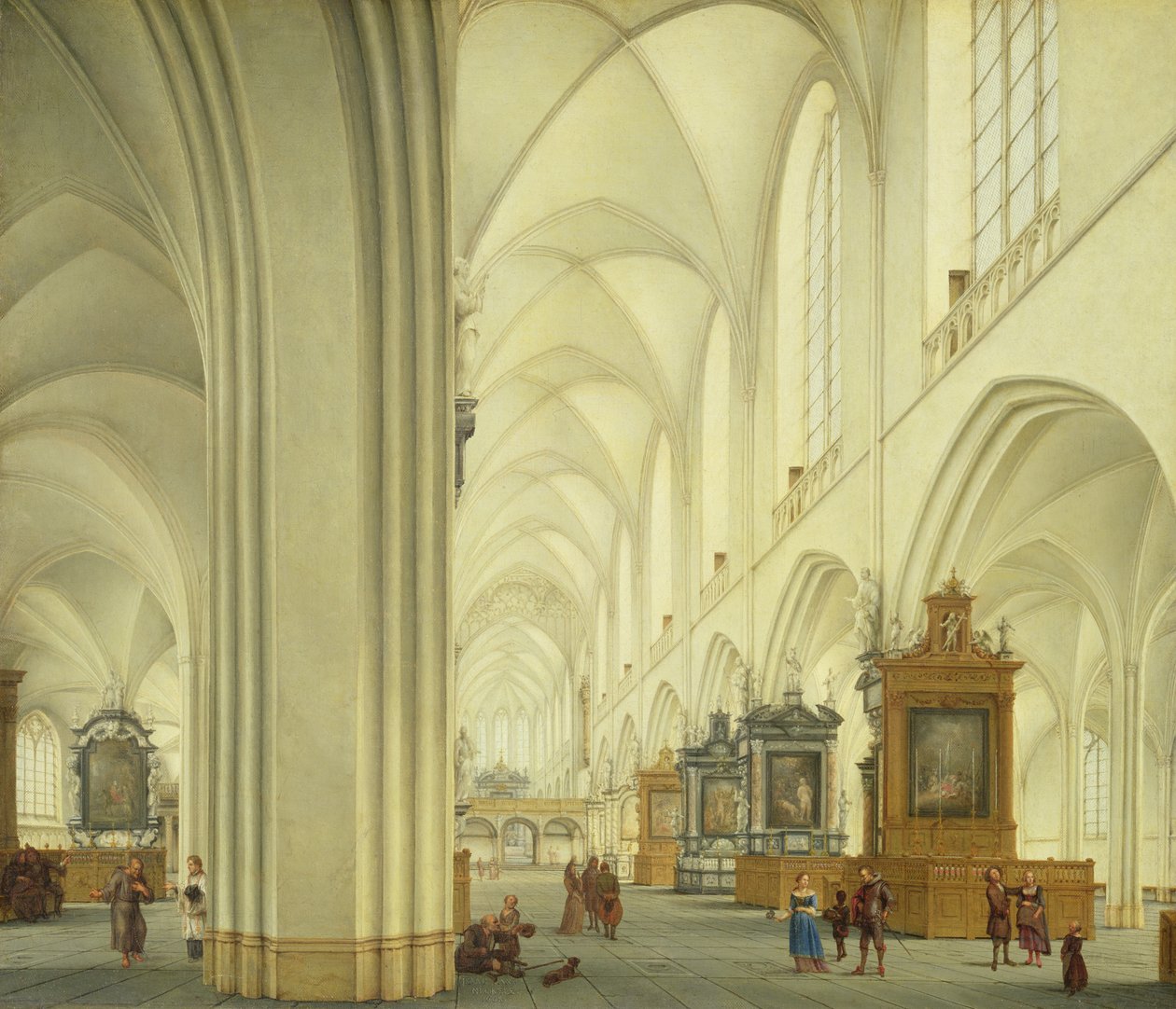 Interiør av katedralen i Antwerpen, ca. 1668 av Isaac van Nickele