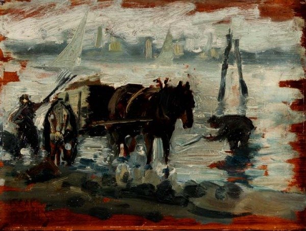 Samler tare (panel) av Isaac (circle of) Israels