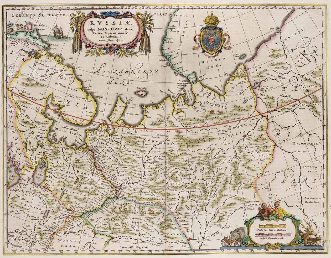Kart over Russland Fra: Nordlige og østlige deler, 1630-årene av Isaac Abrahamsz. Massa