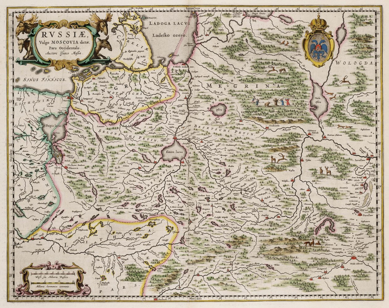 Kart over Vest-Russland Fra: Nordlige og østlige deler, 1664 av Isaac Abrahamsz. Massa