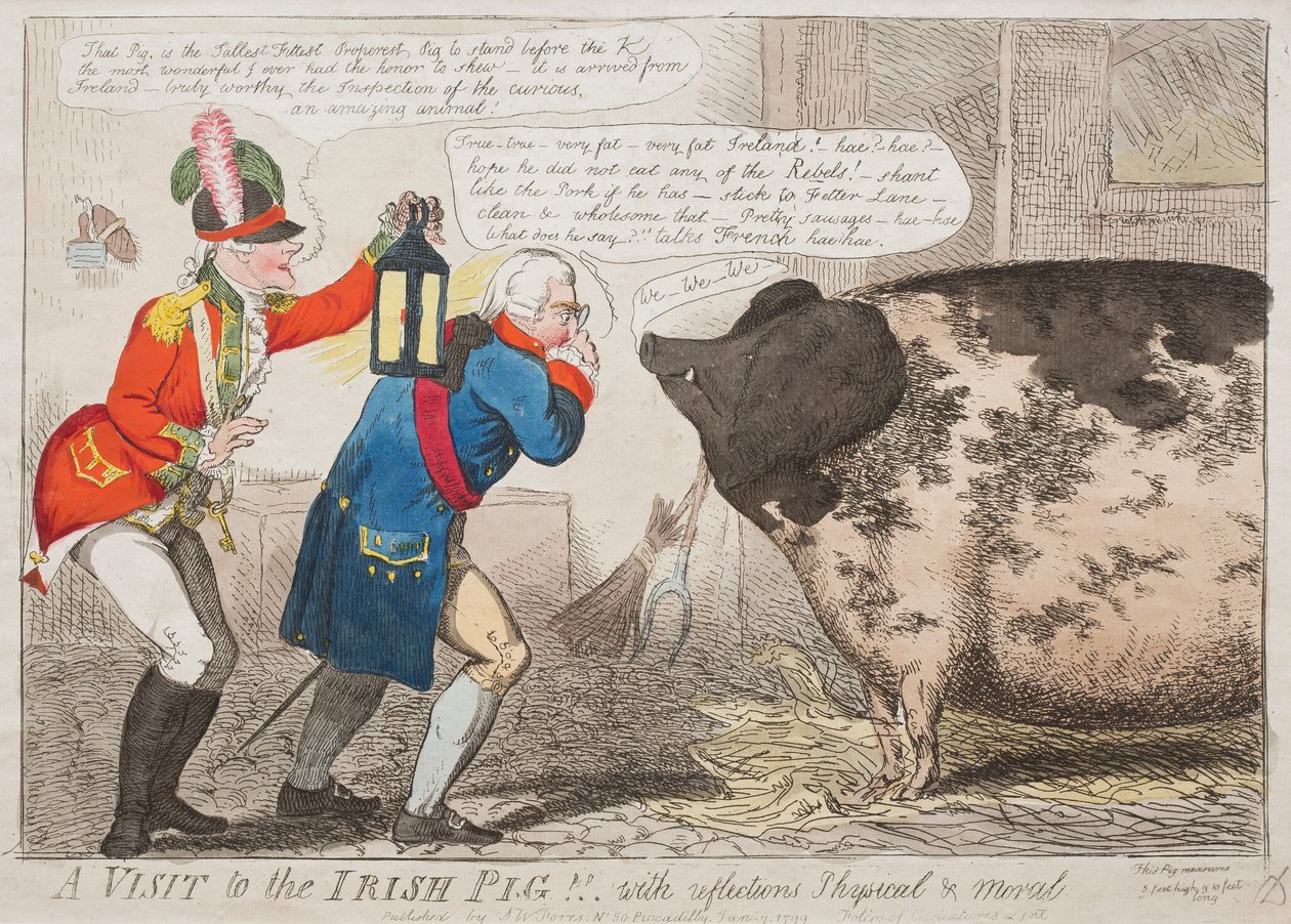 Et besøk til den irske grisen!! Med refleksjoner Fysisk og moralsk av Isaac Cruikshank