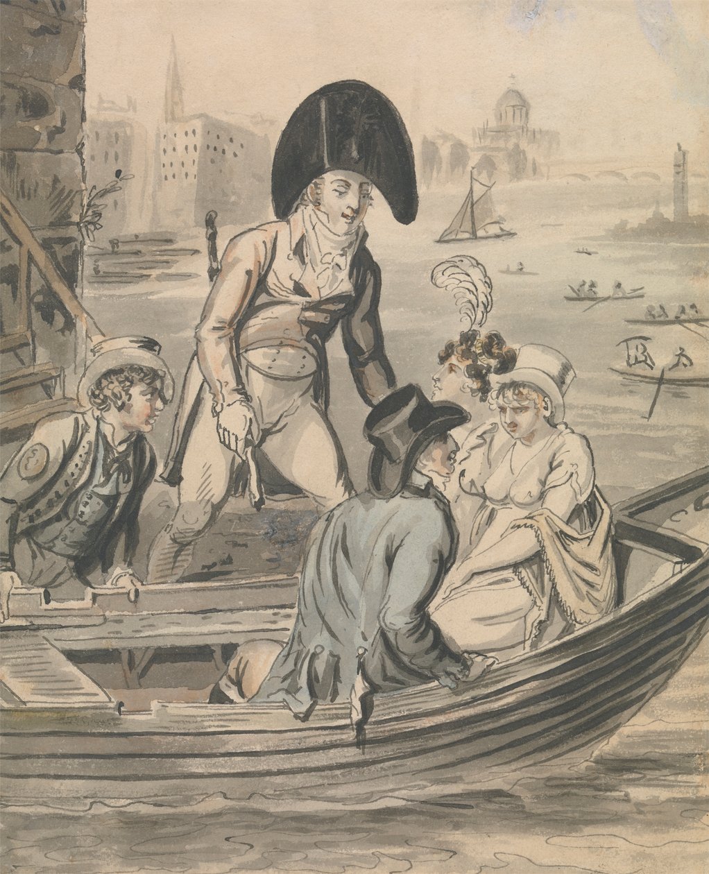 Ombordstigning på fergen av Isaac Cruikshank
